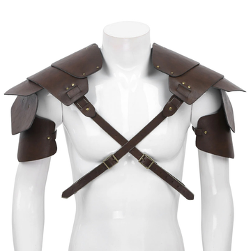 Men's PU Leather Chest Harness in Steampunk Style / Cosplay X-Shaped Bondage with Shoulder Armors - EVE's SECRETS